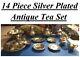 14 Piece Silver Plated Antique Tea Set Perfect For Alice In Wonderland Party