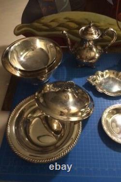 14 Piece Silver Plated Antique Tea Set Perfect for Alice in Wonderland Party