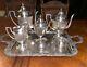 1800s Fine Silver 925 Tea Coffee Set With Amazing 1800s Tray W Grapes & Leafs