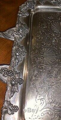 1800s fine silver 925 tea coffee set with amazing 1800s tray w grapes & leafs