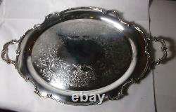 1847 Rogers Bros REFLECTION Silver Plate Large WAITER TRAY For Tea Set #9280