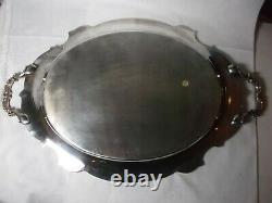 1847 Rogers Bros REFLECTION Silver Plate Large WAITER TRAY For Tea Set #9280