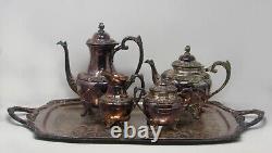 1847 Rogers Heritage Midcentury Aesthetic Ornate Footed Coffee Tea Set 5 Pc Exc