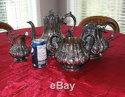 1853 English Victorian Sterling Silver 4 piece Tea Coffee Set Superb Detail