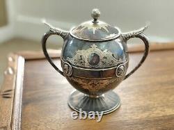 1860s Gorham 5pc Medallion Pattern Tea Service Set Silver Soldered (#0100)