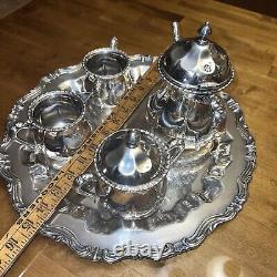 1883 FB Rogers Co 15 Platter AND -New Amsterdam Silver Co #603 4 Piece Tea Set