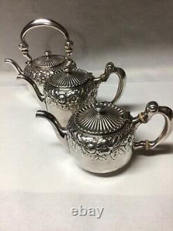 1888 Gorham 0870 Silver Soldered 6 Piece Repousse Tea Coffee Set