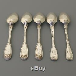18c 19c Antique French Sterling Silver Tea Coffee Spoon Set 5pc Shell Initial Bc