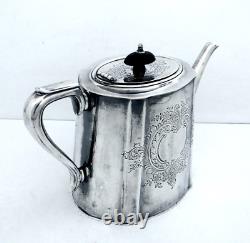 1905 Sheffield Edwardian Silver On Copper Chased Ornate Medallion Coffee Tea Set