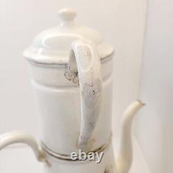 1910 Enamelware Biggin Floral Coffee Pot Tea Pot Sugar Bowl Matched Set