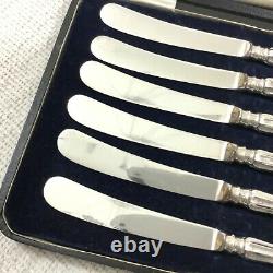 1919 Antique Sterling Silver Handled Tea Knives Art Nouveau Cutlery Set Hallmark