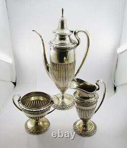 1920's Sterling Silver 3 Piece Tea Set with Creamer and Sugar #2119-#2021