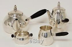 1930's Georg Jensen 4 Piece Sterling Silver Tea & Coffee Set Model #80 A, C, C, F