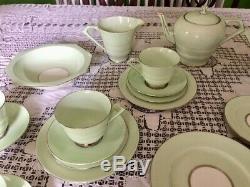 1930s Art Deco Paragon18 piece tea and coffee set pale mint green and silver