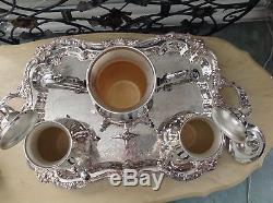 1950 Beautiful 7pc Silverplate USA Made Coffee/Tea Set withMatch Tray & Hot Water