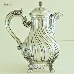 19c Antique French Sterling Silver Tea Coffee Milk Pot Sugar Bowl Serving Set 4p