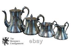 19th Century Ornate English Coffee Tea Set John Sherwood Birmingham Silverplate