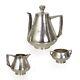 3-piece English Modernist Sterling Silver Tea Coffee Serving Set By Peter Lunn