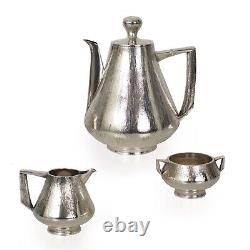 3-Piece English Modernist Sterling Silver Tea Coffee Serving Set by Peter Lunn