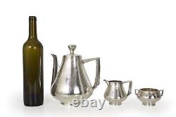 3-Piece English Modernist Sterling Silver Tea Coffee Serving Set by Peter Lunn
