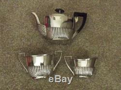 3 Piece Quality Heavy Gauge Solid Silver Tea Set By Walker Hall Estate Cleared