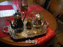 3 Piece Set Webster Wilcox Oneida USA Silver Plated Tea/Coffee Set with Tray