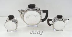 3 Piece Tea Set By Escapade Paris Vintage French Art Deco Silver Plate