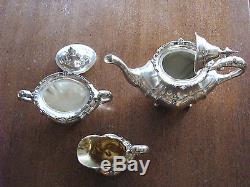 3 piece Ornate Old Reed & Barton Hampton Court pattern Sterling Silver Tea Set