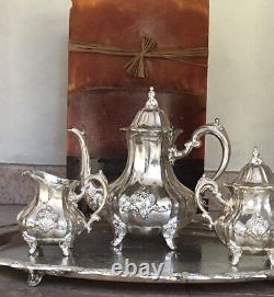4 PC Towle Louis Philippe Silverplate Tea Set Coffee Teapot Creamer Los Angeles