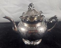 4 Piece Vintage Silver Tea Set And Containers