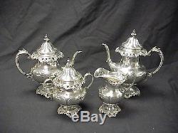 4 piece Wallace Grande Baroque Sterling Silver Tea Set