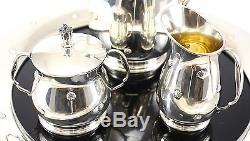 4pc Reed & Barton Sterling Silver Tea Service Set Far East Pattern 37toz + Tray