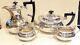 4pc Magnificent Engraved Lettering 1965 Yeoman Silver Plated Tea Set