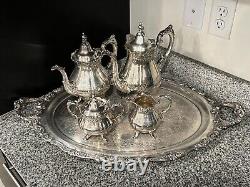 (5) Baroque by Wallace Silverplate Coffee Tea Set Pot Tray 281 282 283 284 294