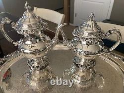 5 Pc New Unused Mint Wallace Grande Baroque Sterling Silver Tea Coffee Set Grand