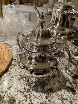 5 Pc New Unused Mint Wallace Grande Baroque Sterling Silver Tea Coffee Set Grand