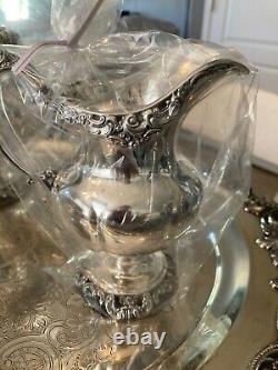 5 Pc New Unused Mint Wallace Grande Baroque Sterling Silver Tea Coffee Set Grand