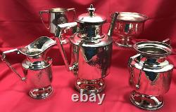 5 Pc PARKER CASPER & CO Silverplated Coffee or Tea Set Roman Woman Medallion