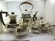 5 Piece English Silverplate On Copper 843 Tea Set With Tilting Teapot