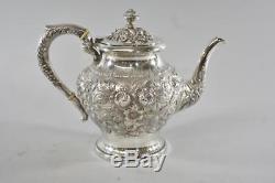 5 Piece S. Kirk & Sons Repousse Sterling Silver Tea Coffee Set