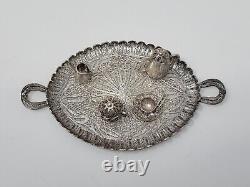 (5) Piece Silver Filigree Miniature Tea Set 800 AG 46.5g Antique