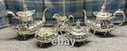 5-Piece Sterling Silver Tea Set With Waste Bowl Duncan-Footed FISHER SILVERSMITH