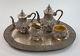 5 Piece Tea-coffee Sterling Silver Service Set, Indian Hand Repousse, 4436 Grams