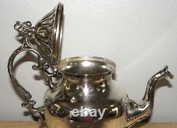 5 pc Birmingham Silver on Copper Coffee Teapot set + tray Intricate Design BIM24