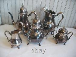 5 pc set KING GEORGE silverplate tea coffee hollow ware International Silver'21