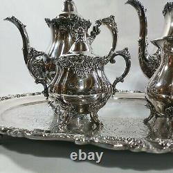 5pc Baroque Tea Coffee Set Wallace MCM Silverplate Set weighs 19#