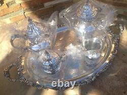 6 Pc Near Museum Quality Wallace Grande Baroque Sterling Silver Tea Set Grand