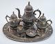 6 Piece Tea-coffee Sterling Silver Service Set, Indian Stamped Repousse, 4273 Gr