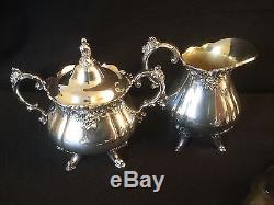 6 Piece Tea Set Wallace Baroque Silver Plate Hot Water Kettle Tray Coffee Teapot