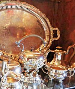 7pc Antique SHEFFIELD EPC SILVER TEA COFFEE SET w KETTLE & TRAY England 1813